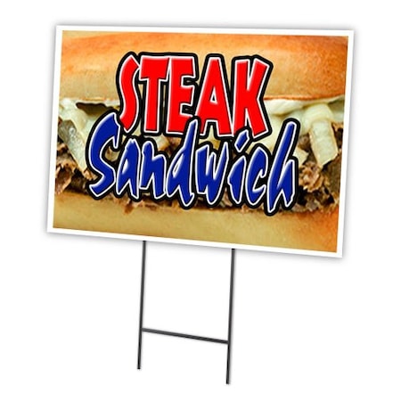 Steak Sandwich Yard Sign & Stake Outdoor Plastic Coroplast Window